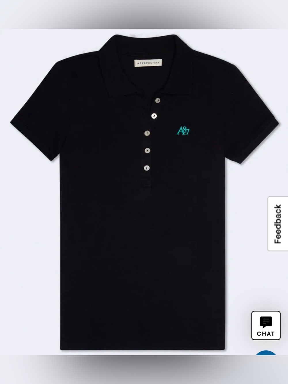 NWT Aeropostale Junior’s Black Polo with Teal A87 Accent